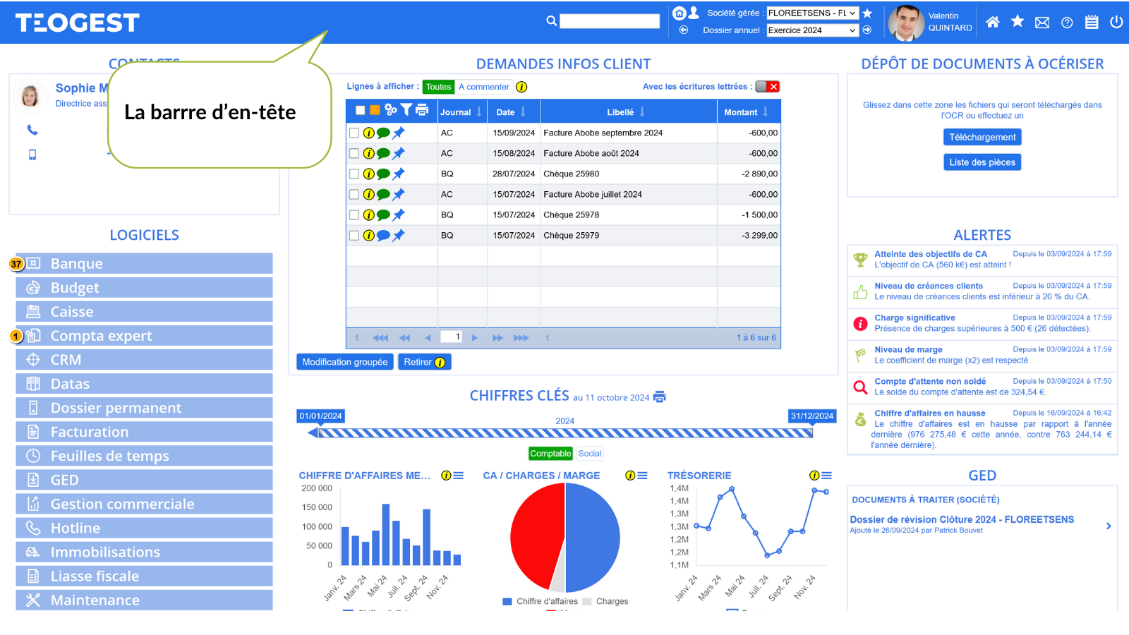 Lorganisation standardisee des pages decoupee en cinq zones  1  La barre dentete